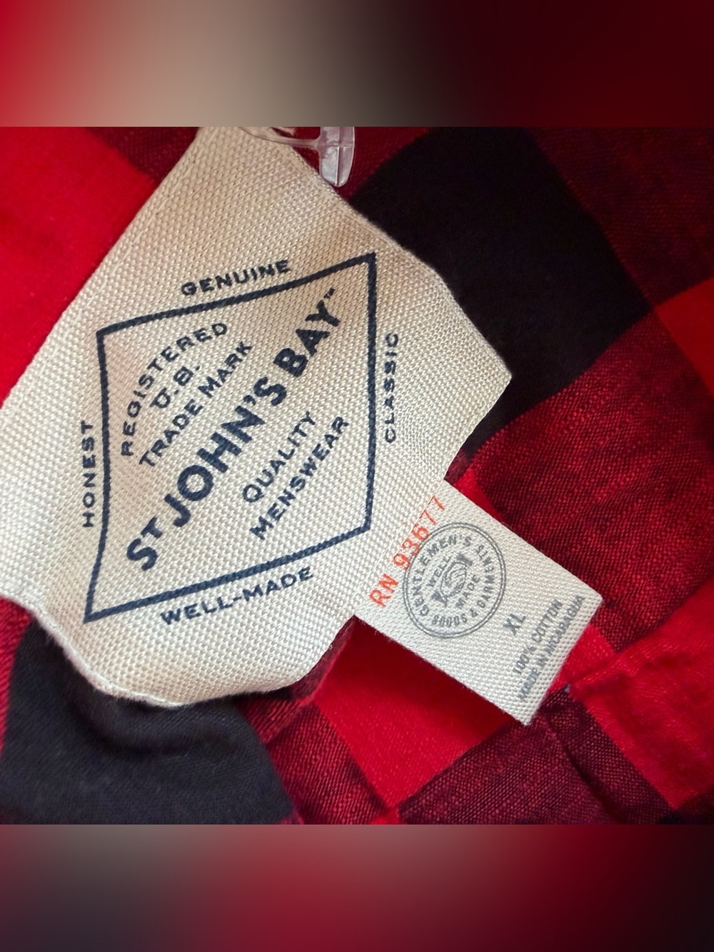 St. John's Bay Red and Black Buffalo Plaid Button-Down Shirt - Picture 2 of 5
